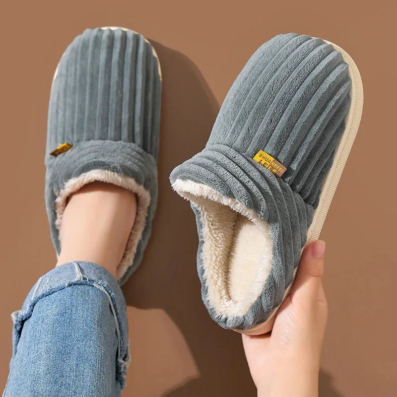 New Fur Slippers for Women Men Winter Furry Fashion Warm Ankles Plush Cozy Slides for Home Indoor Soft Sole Cotton Shoes