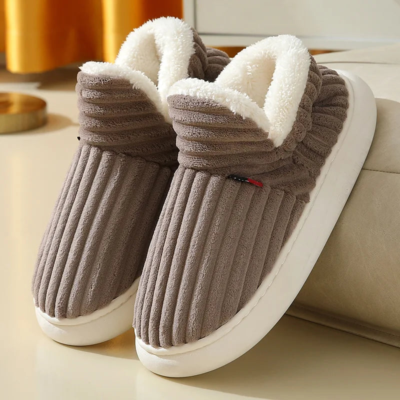 New Fur Slippers for Women Men Winter Furry Fashion Warm Ankles Plush Cozy Slides for Home Indoor Soft Sole Cotton Shoes