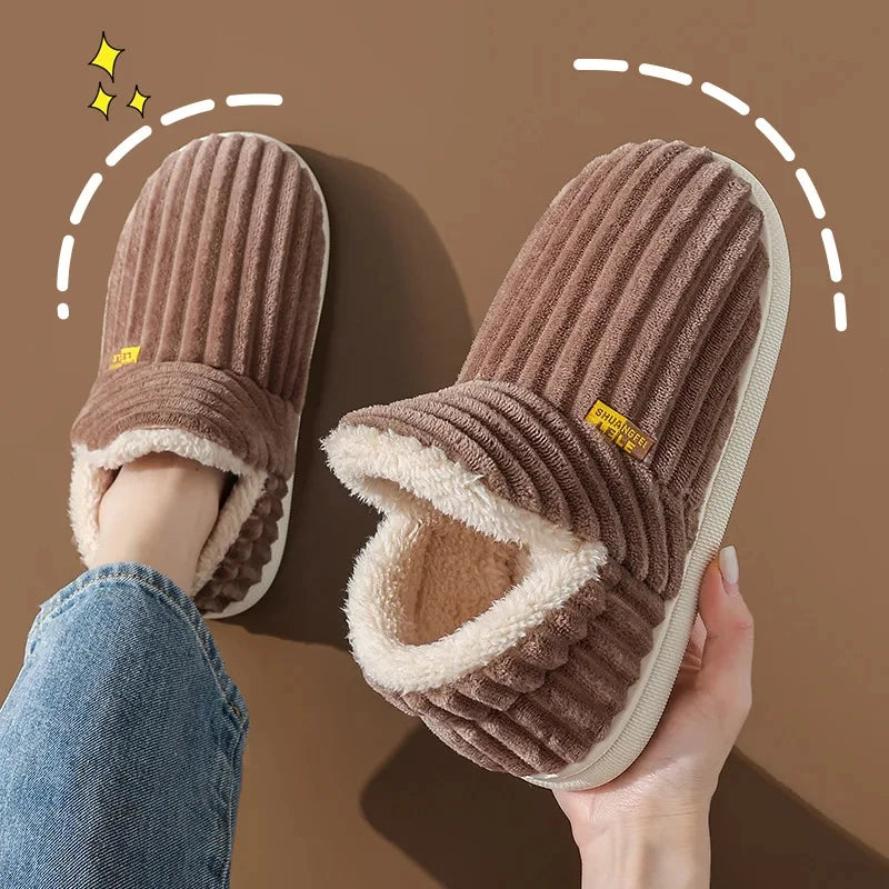 New Fur Slippers for Women Men Winter Furry Fashion Warm Ankles Plush Cozy Slides for Home Indoor Soft Sole Cotton Shoes