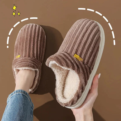 New Fur Slippers for Women Men Winter Furry Fashion Warm Ankles Plush Cozy Slides for Home Indoor Soft Sole Cotton Shoes