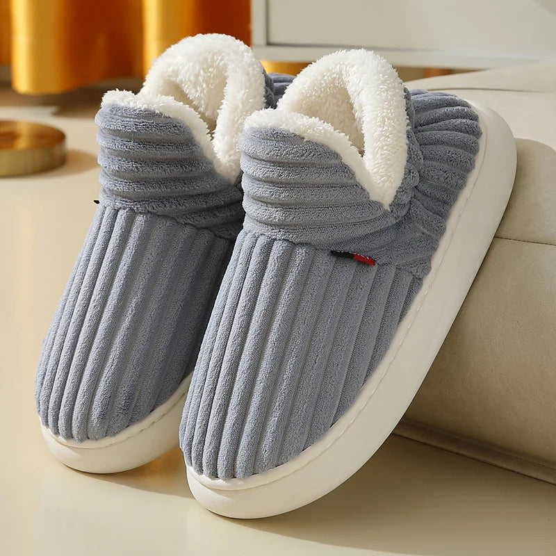 New Fur Slippers for Women Men Winter Furry Fashion Warm Ankles Plush Cozy Slides for Home Indoor Soft Sole Cotton Shoes