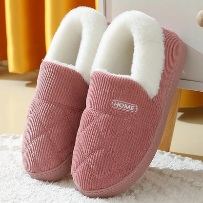 New Fur Slippers for Women Men Winter Furry Fashion Warm Ankles Plush Cozy Slides for Home Indoor Soft Sole Cotton Shoes