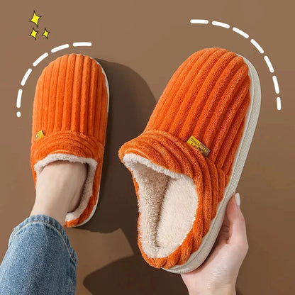 New Fur Slippers for Women Men Winter Furry Fashion Warm Ankles Plush Cozy Slides for Home Indoor Soft Sole Cotton Shoes